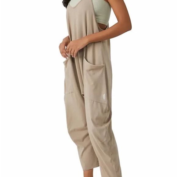 free people movement Pants - Free People Movement Hot Shot Romper, Size S, Mocha Latte, Overalls Jumpsuit